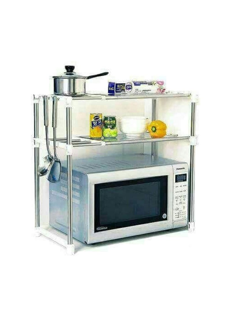 Generic - Expandable and Height Adjustable Microwave Oven Rack Metal Kitchen Counter Toaster and Rice Cooker Stand Heavy Duty Tableware Storage Shelf - Image 1