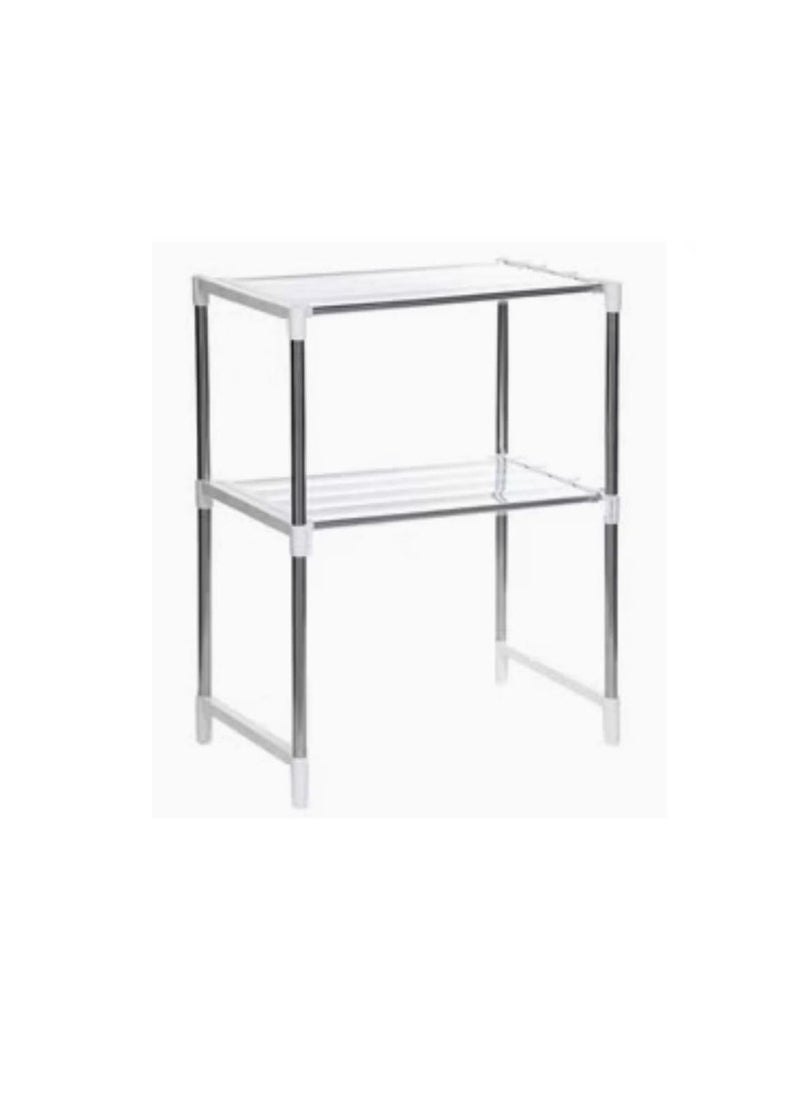 Generic - Expandable and Height Adjustable Microwave Oven Rack Metal Kitchen Counter Toaster and Rice Cooker Stand Heavy Duty Tableware Storage Shelf - Image 1