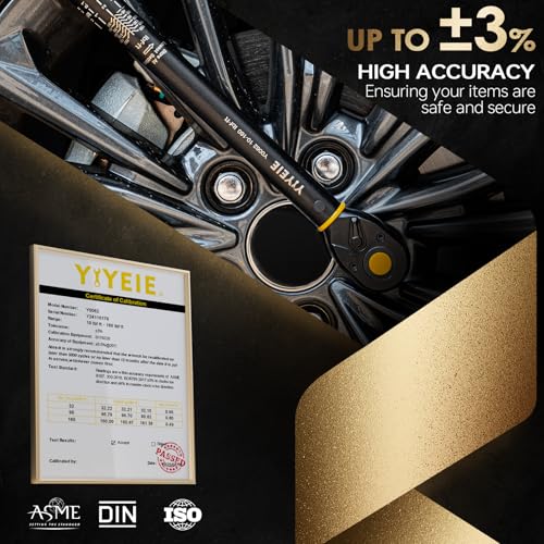YIYEIE 1/2-Inch Drive Torque Wrench with Upgraded Lock Ring, ±3% High Precision Click, 10-160 FT.LB (10-227 Nm), 2-Way 72-Tooth for Easier Adjustments, Ideal for Moto, Lug Nuts, Tires, Wheels, and Car Repair - Image 4