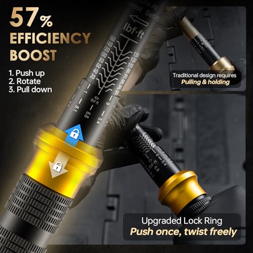 YIYEIE 1/2-Inch Drive Torque Wrench with Upgraded Lock Ring, ±3% High Precision Click, 10-160 FT.LB (10-227 Nm), 2-Way 72-Tooth for Easier Adjustments, Ideal for Moto, Lug Nuts, Tires, Wheels, and Car Repair - Image 2