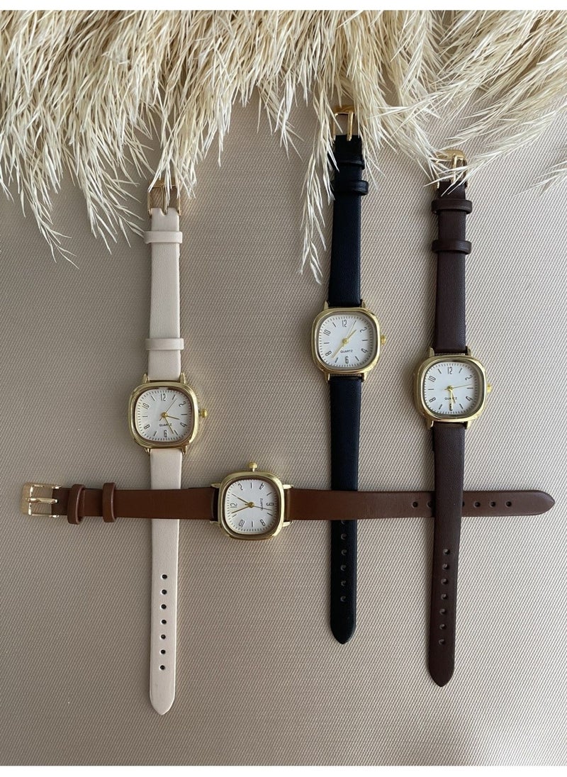 QUARTZ Retro Minimal Vintage Leather Band Women's Wristwatch  - Image 4