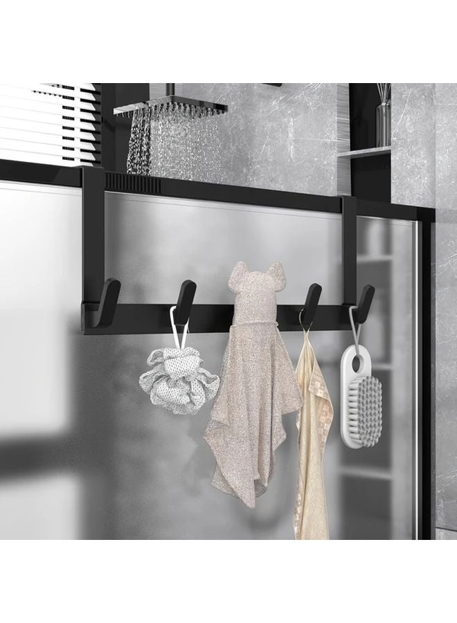Black Modern Door Hook Rack Five Row Non Perforated Metal Clothes Hanger For Bathroom Kitchen - Image 4