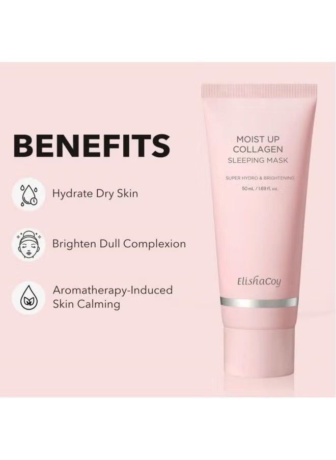 elishacoy - Elishacoy Moist Up Collagen Sleeping Mask - Overnight Sleeping Face Mask - Face Gel Cream Moisturizer with Vitamin E and Niacinamide – Moisturizing, Anti-Aging, Radiance Care - 1.69 fl.oz - Image 1