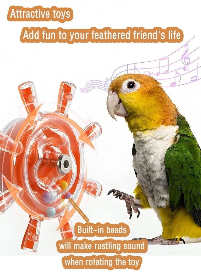 CTAILSOD Parrot Toys, 3PCS Bird Spinning Rotating Hanging Toys with Colorful Beads for Small Parrots Parakeets Conures Cockatiels Love Birds Cage Toy, Orange/Yellow/Blue - Image 4