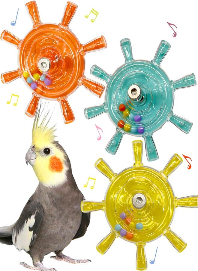 CTAILSOD Parrot Toys, 3PCS Bird Spinning Rotating Hanging Toys with Colorful Beads for Small Parrots Parakeets Conures Cockatiels Love Birds Cage Toy, Orange/Yellow/Blue - Image 1