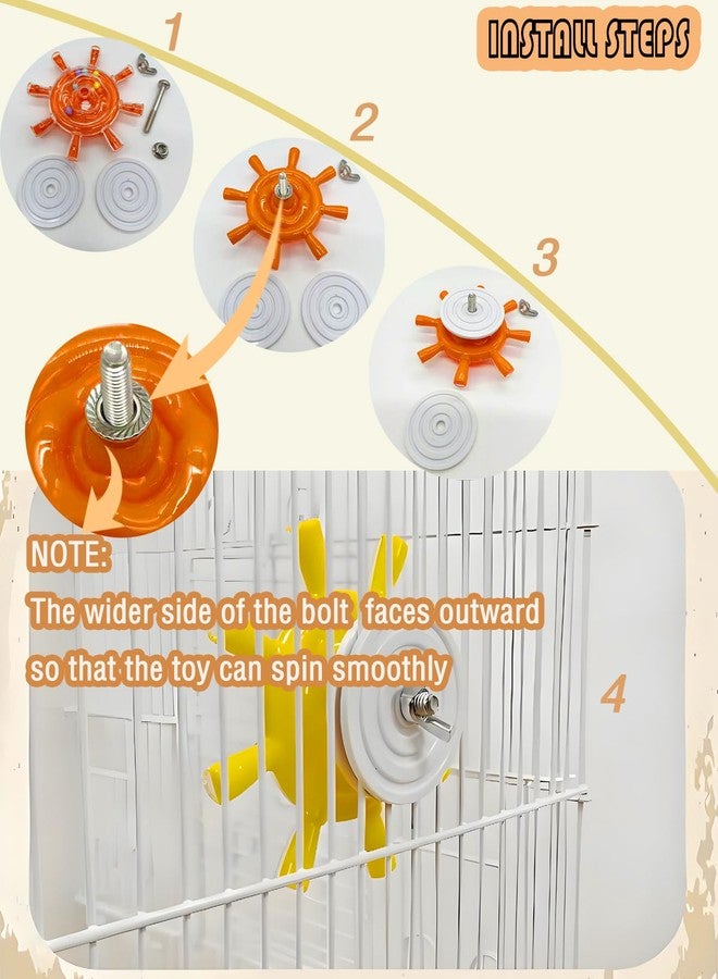 CTAILSOD Parrot Toys, 3PCS Bird Spinning Rotating Hanging Toys with Colorful Beads for Small Parrots Parakeets Conures Cockatiels Love Birds Cage Toy, Orange/Yellow/Blue - Image 3