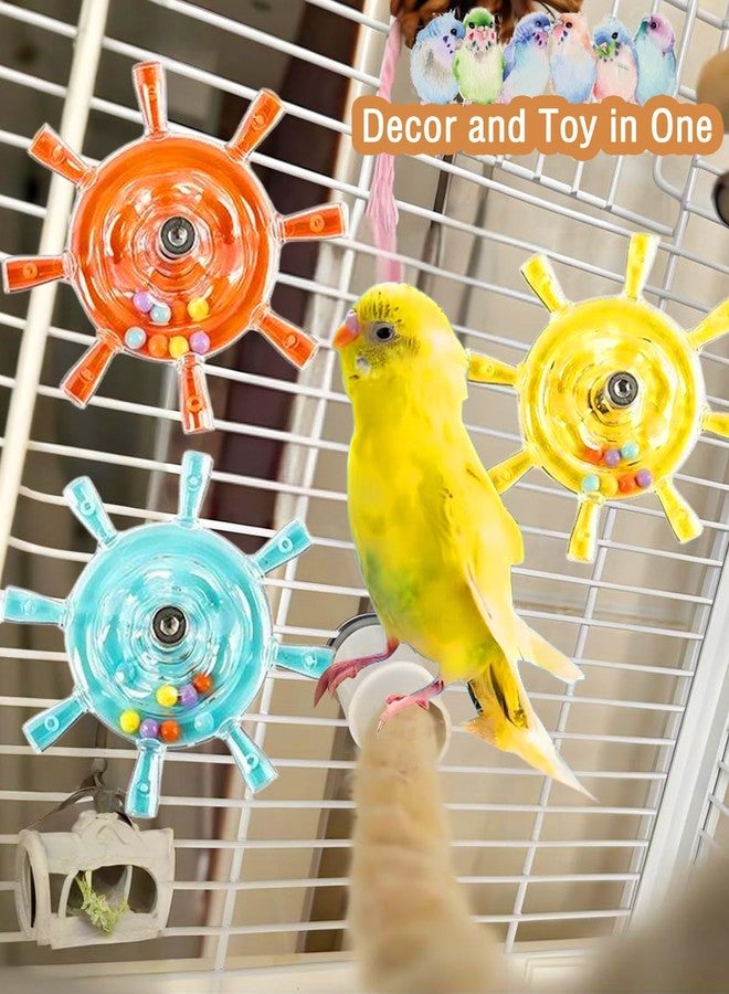 CTAILSOD Parrot Toys, 3PCS Bird Spinning Rotating Hanging Toys with Colorful Beads for Small Parrots Parakeets Conures Cockatiels Love Birds Cage Toy, Orange/Yellow/Blue - Image 5