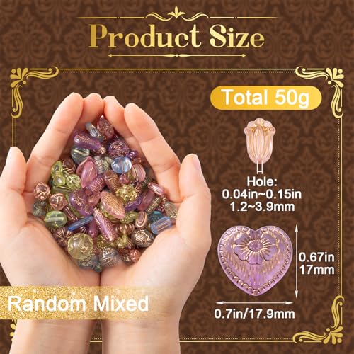 Winsyison 40-45pcs Baroque Acrylic Assorted Beads, Bohemia Heart Butterfly Flower Czech Beads Charms, Vintage Multi-Shaped Colorful Spacer Assortments for Jewelry Making DIY Crafts (50g) - Image 2