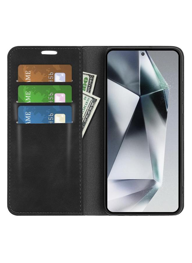 S-TOP Case For Samsung Galaxy S25 Ultra 5G Retro-skin Magnetic Suction Leather Phone Case - Image 4