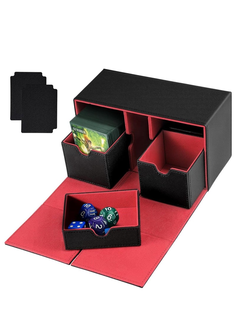 SYOSI Card Deck Box Fits for MTG Commander Holds 200+ Trading Cards, Premium Storage Case with 2 Dividers Compatible TCG/CCG/Yugioh(Black) - Image 1