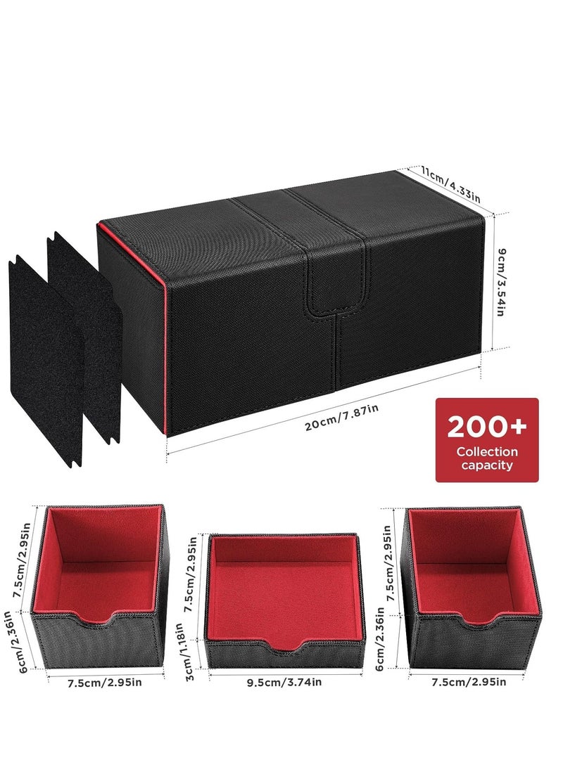 SYOSI Card Deck Box Fits for MTG Commander Holds 200+ Trading Cards, Premium Storage Case with 2 Dividers Compatible TCG/CCG/Yugioh(Black) - Image 2