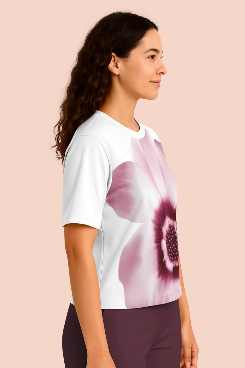 HELLCAT Trendy Printed Oversized Fit Crew-Neck Crop Tshirt for Women_Burgundy_XX-Large - Image 4