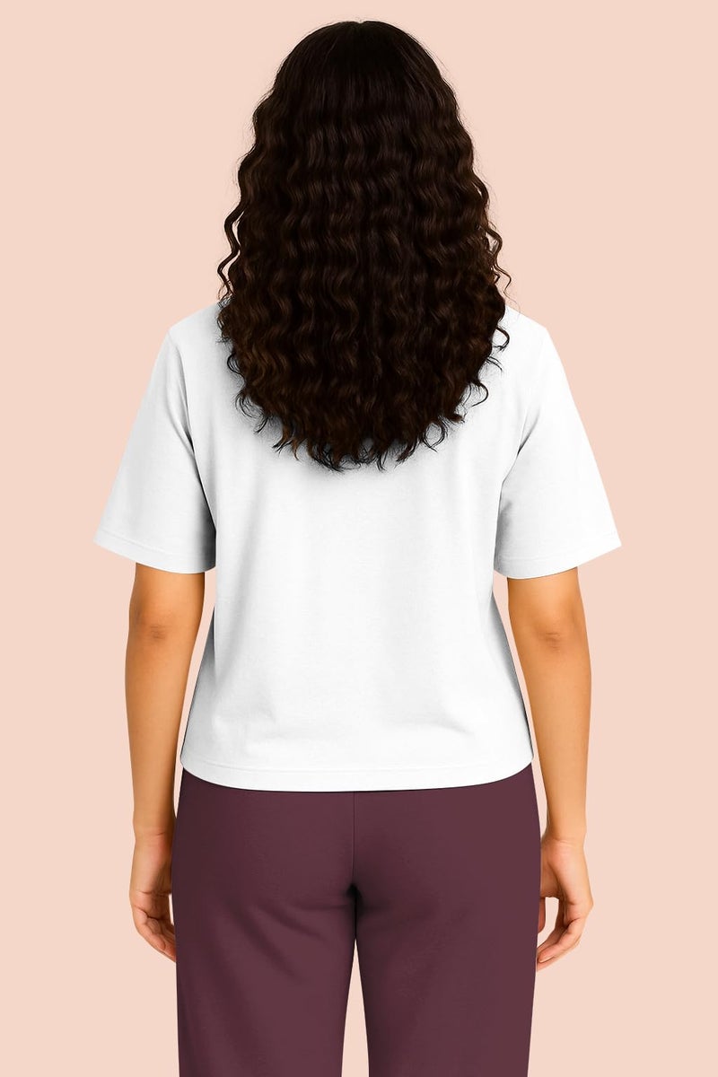 HELLCAT Trendy Printed Oversized Fit Crew-Neck Crop Tshirt for Women_Burgundy_XX-Large - Image 3