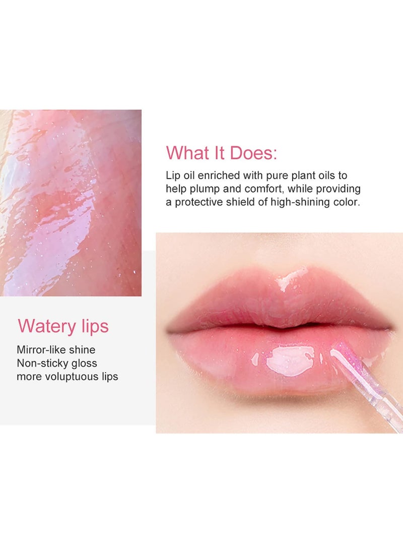 SYOSI 3 Pcs Hydrating Lip Glow Oils, Color Changing Hydrating Lip Plumping Glitter Lip Oil Smooth Moisturizing Long-lasting High Glossy Not Easy to Dip Cup - Image 3