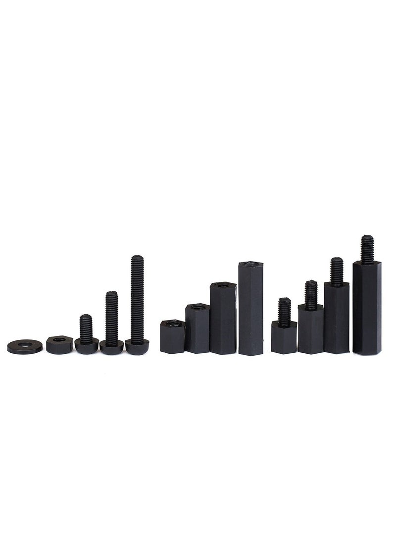 LitOrange Litorange 320PCS M3 Male Female Nylon Hex Spacer Standoff Screw Nut Threaded Pillar PCB Motherboard Assorted Assortment Kit (Black)  - Image 2