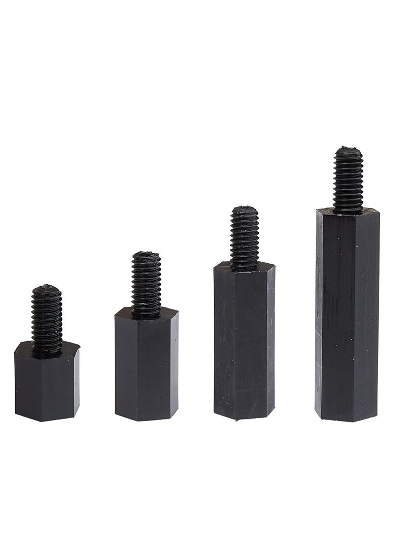 LitOrange Litorange 320PCS M3 Male Female Nylon Hex Spacer Standoff Screw Nut Threaded Pillar PCB Motherboard Assorted Assortment Kit (Black)  - Image 4