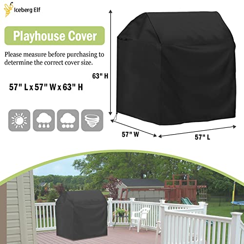 Iceberg Elf Playhouse cover Outdoor playhouse covers waterproof 57 L x 57 W x 63 H Sun Protection Dust 420D Heavy duty oxford fabric Black - Image 5