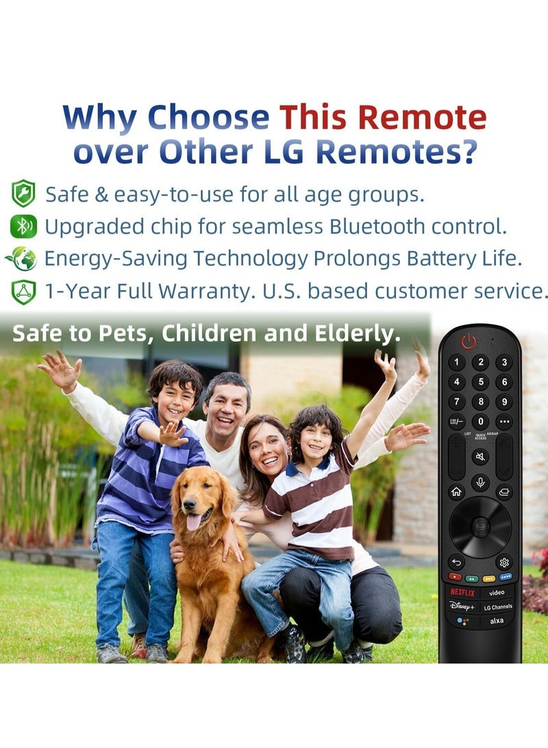 PopZa Universal LG Smart TV Remote Control Replacement for 2019–2024 LG TVs – Compatible with Magic Remote Models MR20GA, MR21GA, MR22GA, MR23GA, MR24GA – Voice Control, Pointer Function, Plug & Play, Ergonomic Design – 1-Year Warranty - Image 3