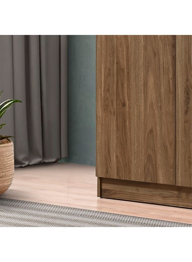 DANUBE HOME Supreme 3-Door Swing Wardrobe with Mirror – Light Walnut Finish – Spacious Bedroom Storage Cabinet with Hanging Rod & Shelves – Modern Wardrobe for Bedroom, Living Room, Hallway – Stylish Wooden Wardrobe for Home Organization - Image 3