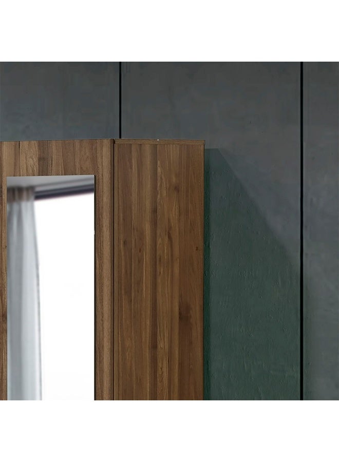 DANUBE HOME Supreme 3-Door Swing Wardrobe with Mirror – Light Walnut Finish – Spacious Bedroom Storage Cabinet with Hanging Rod & Shelves – Modern Wardrobe for Bedroom, Living Room, Hallway – Stylish Wooden Wardrobe for Home Organization - Image 2