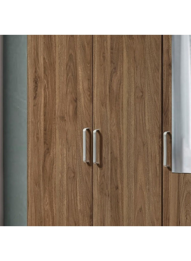 DANUBE HOME Supreme 3-Door Swing Wardrobe with Mirror – Light Walnut Finish – Spacious Bedroom Storage Cabinet with Hanging Rod & Shelves – Modern Wardrobe for Bedroom, Living Room, Hallway – Stylish Wooden Wardrobe for Home Organization - Image 4