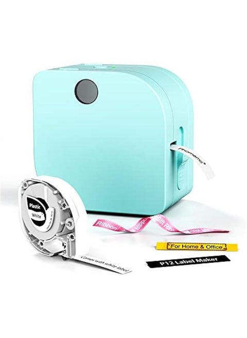 Label Maker - Label Maker Machine with Tape P12, Portable Bluetooth Label Printer Handheld Built-in Cutter Small Label Maker, Mini Thermal Transfer Printer with Template for Product Organizing
