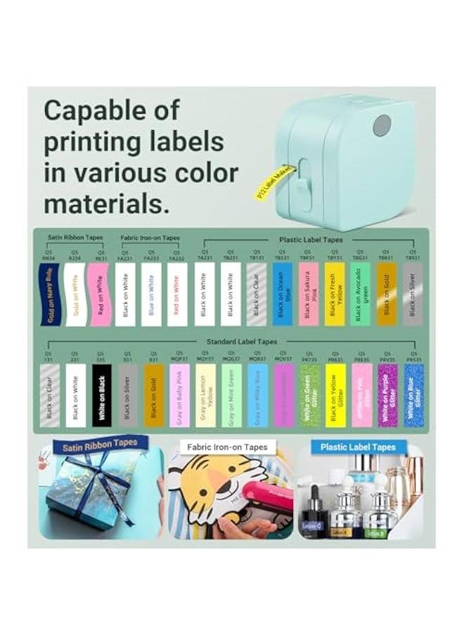 Label Maker - Label Maker Machine with Tape P12, Portable Bluetooth Label Printer Handheld Built-in Cutter Small Label Maker, Mini Thermal Transfer Printer with Template for Product Organizing