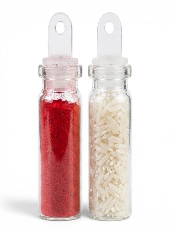 Mini Roli Chawal Bottles Set| 50 Pack| 25 Pairs of Kumkum & Rice Grains| with Transparent Storage Box for Puja Return Gifts - Image 2