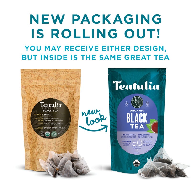 Teatulia Organic Black Tea Bags (50 Pyramid Sachet Teabags) 100% Compostable and Sustainably Grown In Bangladesh. Pure Black Tea Strong English Breakfast - Image 3