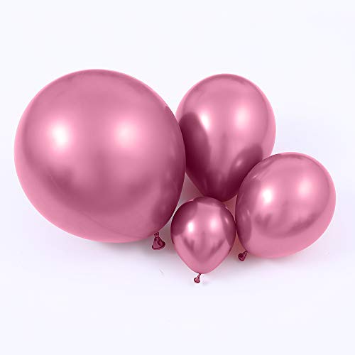 EASUTE 100pcs Metallic Pink Latex Balloons Various Sizes Chrome Balloon 1812105 inch Helium Balloon Perfect for Birthday Valentines Baby Shower Bridal Shower Wedding Anniversary Balloons Pink - Image 1