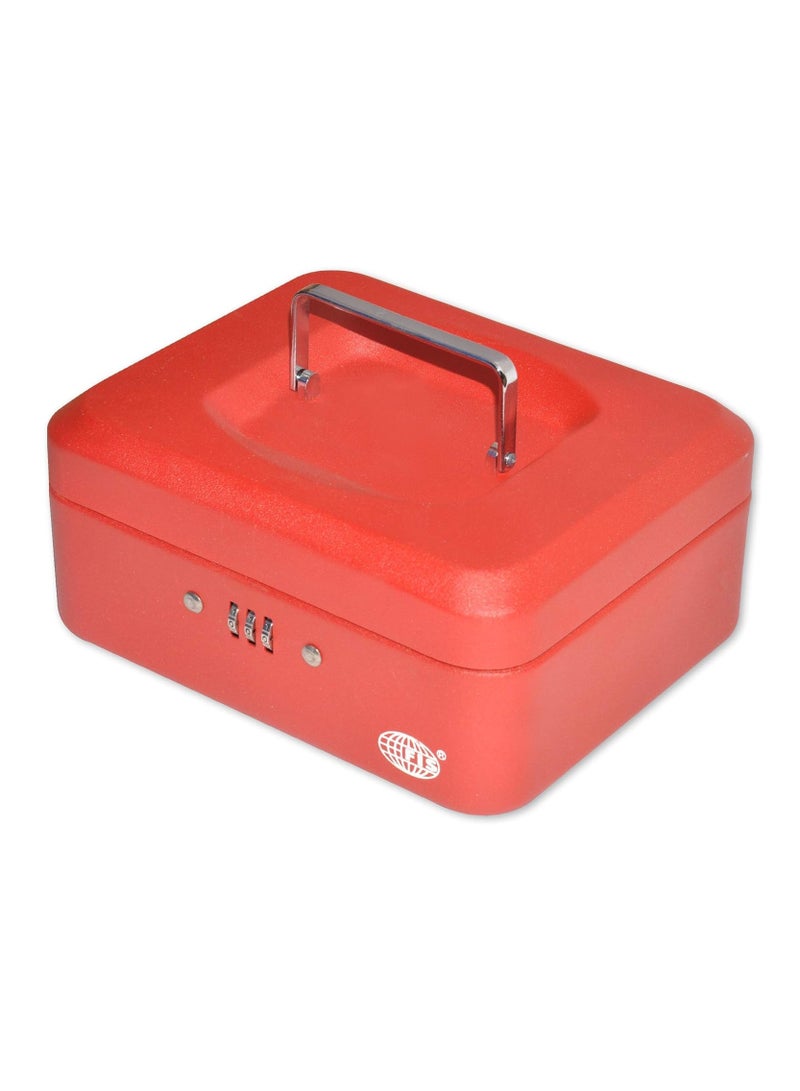 FIS Cash Box with Number Lock 8 Inch, Matt Finish Red Color - FSCPTS0037RE - Image 1
