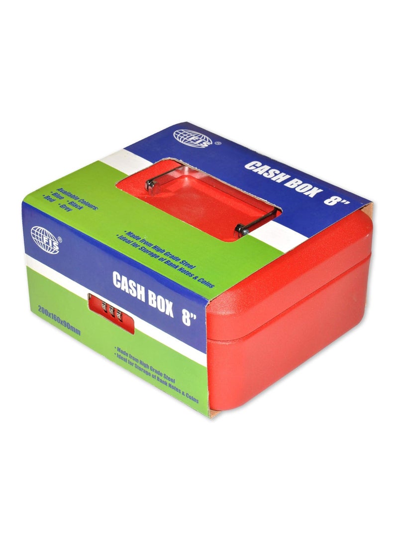 FIS Cash Box with Number Lock 8 Inch, Matt Finish Red Color - FSCPTS0037RE - Image 3