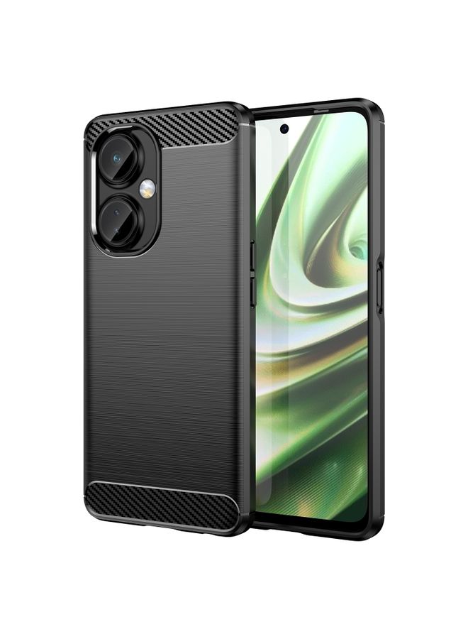 HuHa Case Cover For For OnePlus Nord CE 3 Brushed Texture Carbon Fiber TPU Phone Case(Black) 