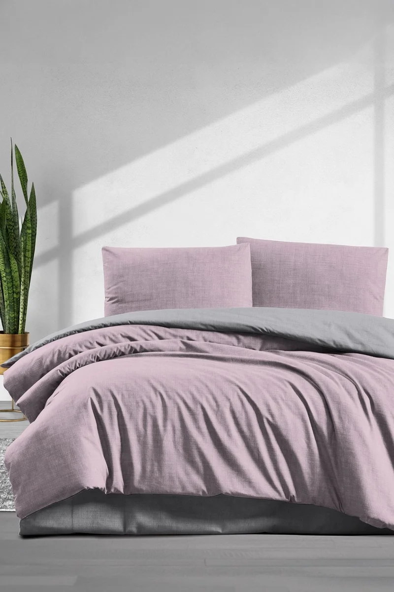 ايلارت Simple Fitted Double Duvet Cover Set 4 Pieces Pink