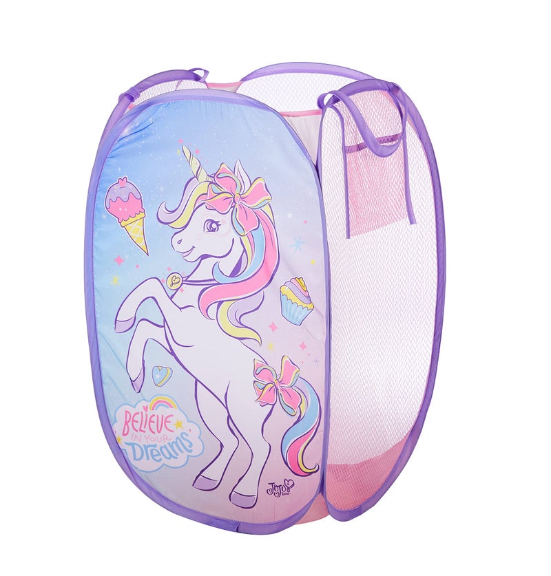 Idea Nuova JoJo Siwa Bow Unicorn Believe in Your Dreams Pop Up Hamper with Durable Carry Handles, 21'' H x 13.5'' W X 13.5'' L - Image 1