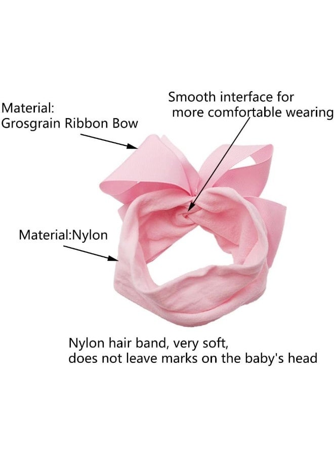 Yxiang 20PCS Baby Girl Bows Headbands, 4" Infant Bows Headbands Super Elastics Nylon Hairbands Cute Handmade Ribbon Bows for Babies Newborn Toddler (20 Colors) - Image 3