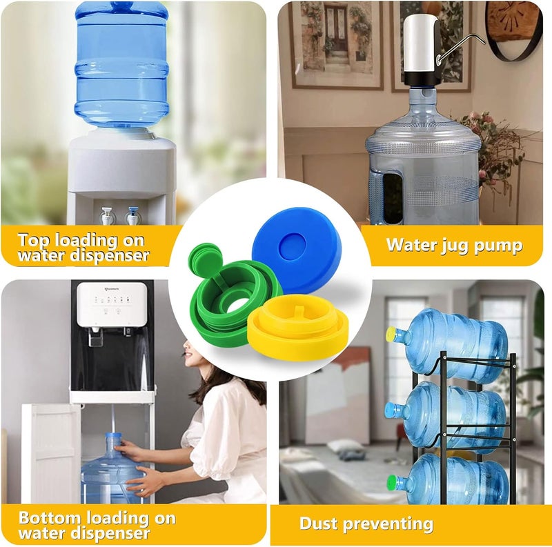 Striludo 3 Packs 5 Gallon Water Jug Cap,Reusable 5 Gal Caps for Water Jugs,Replacement Water Bottle Lids，Leak Proof Bottle Caps Fit 55mm Bottles,Multiple Colors,Patented - Image 3