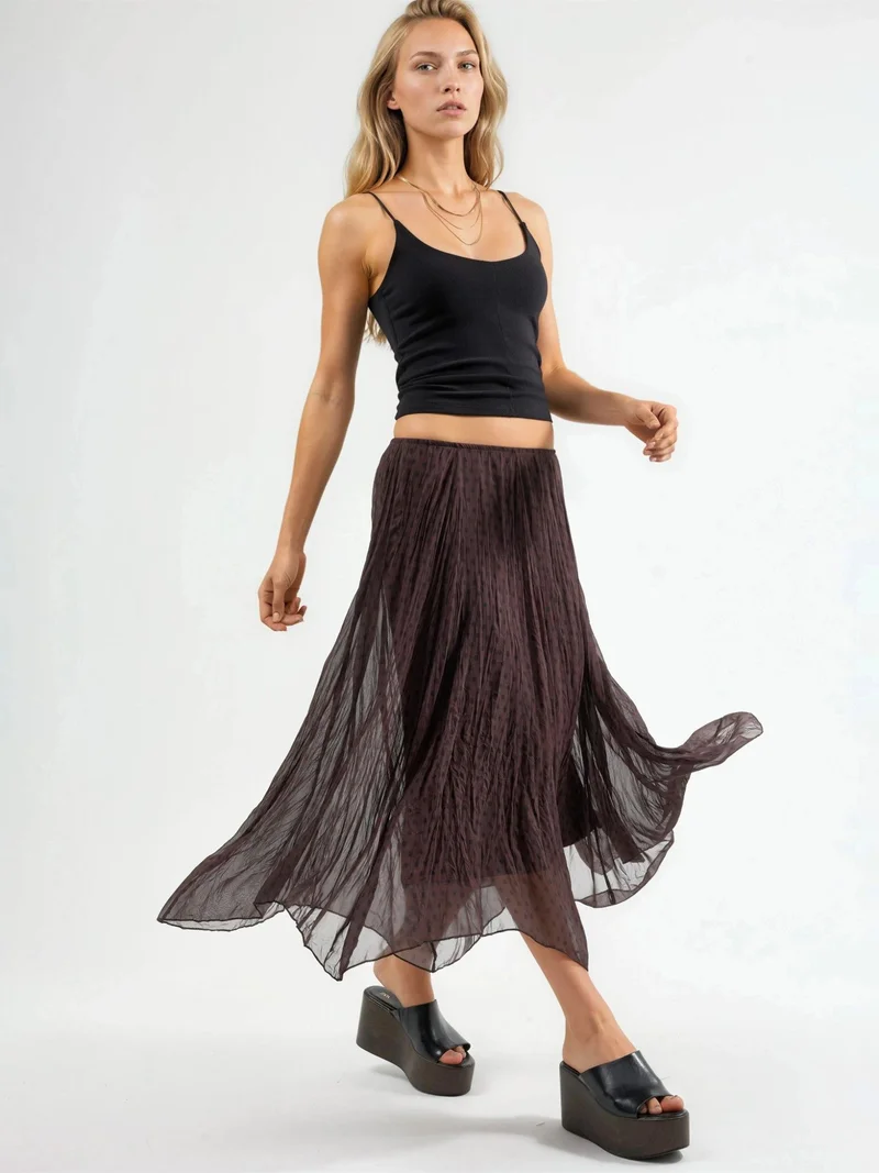 بوسيم BUSEM High Waist Polka Dot Maxi Skirt