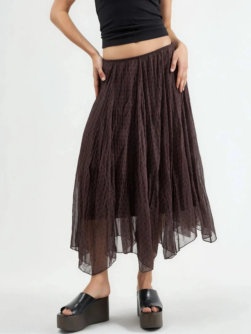 بوسيم BUSEM High Waist Polka Dot Maxi Skirt