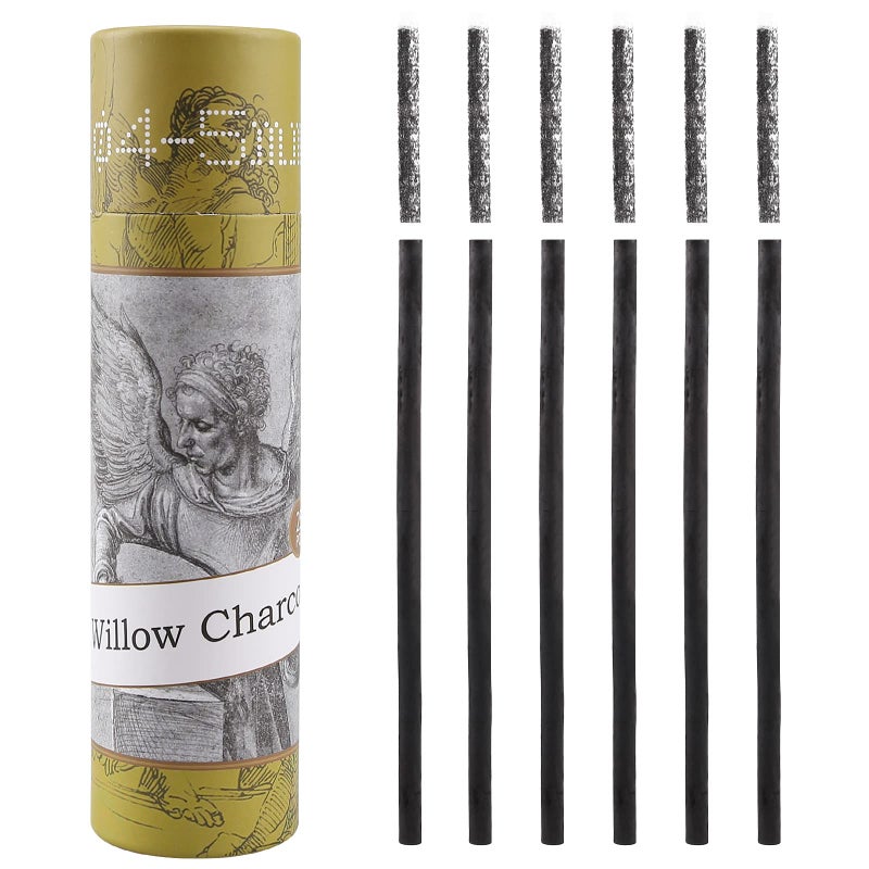 LOONENG Willow Charcoal Sticks, Natural Willow Charcoal for Artists, Beginners, or Students of All Skill Levels, Great for Sketching, Drawing, and Shading, Approx 4-5mm in Diameter, Pack of 25 - Image 1