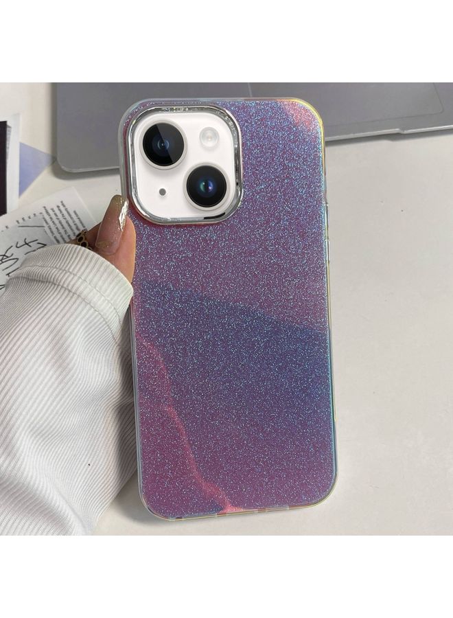 HuHa Case Cover For iPhone 15 Plus Electroplated Frame IMD Glitter Powder Phone Case Pink 