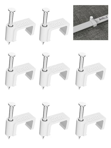Jadaol Cable Clips 200Pcs 8mm Nail in Clips for Flat Ethernet Cables Wall Clips Cable Tacks Electrical Wire TV Cable Speaker Wire Coax Clips Cable Nails for Cords Cat5/Cat5e/Cat6/Cat7 RJ45 Cord Clips - Image 1
