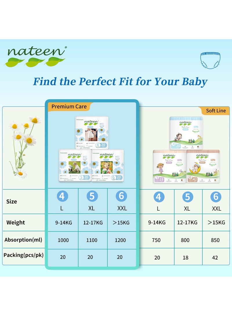 nateen Premium Care Baby Pants Diapers, Size 5(12-17kg), X-Large Baby Pull Ups, 80 Count Diaper Pants, Super Absorbent, Ultra Thin Baby Diapers Pants - Image 5