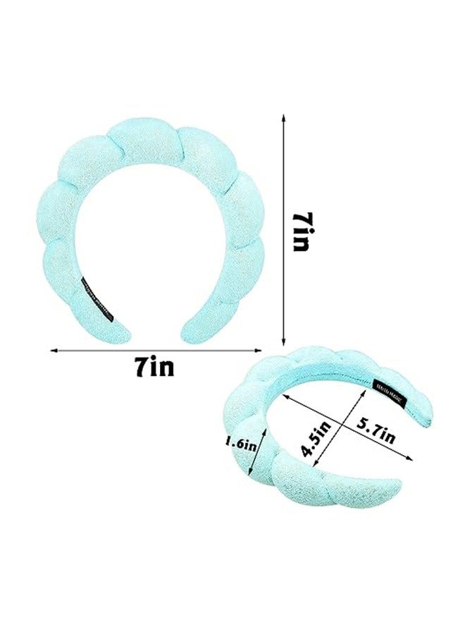 Generic Spa Makeup Twisted Bubble Sponge Headbands, Cloth Fabric Puffy Head Wrap, Non Slip Hairband for Washing Face for Women Girl (Green) - Image 2