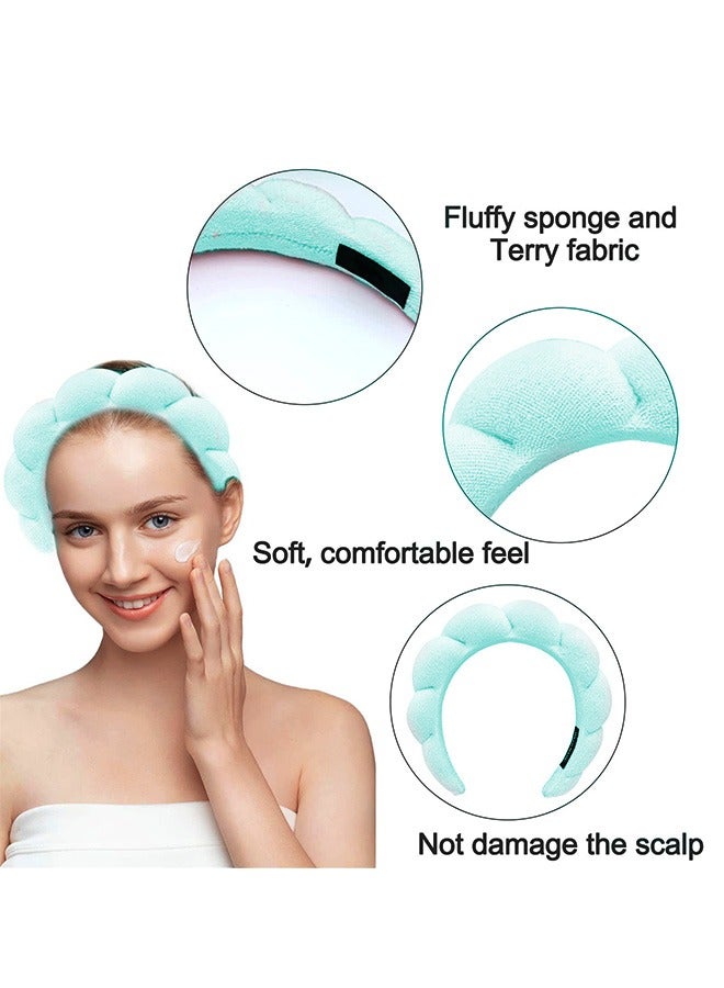 Generic Spa Makeup Twisted Bubble Sponge Headbands, Cloth Fabric Puffy Head Wrap, Non Slip Hairband for Washing Face for Women Girl (Green) - Image 3