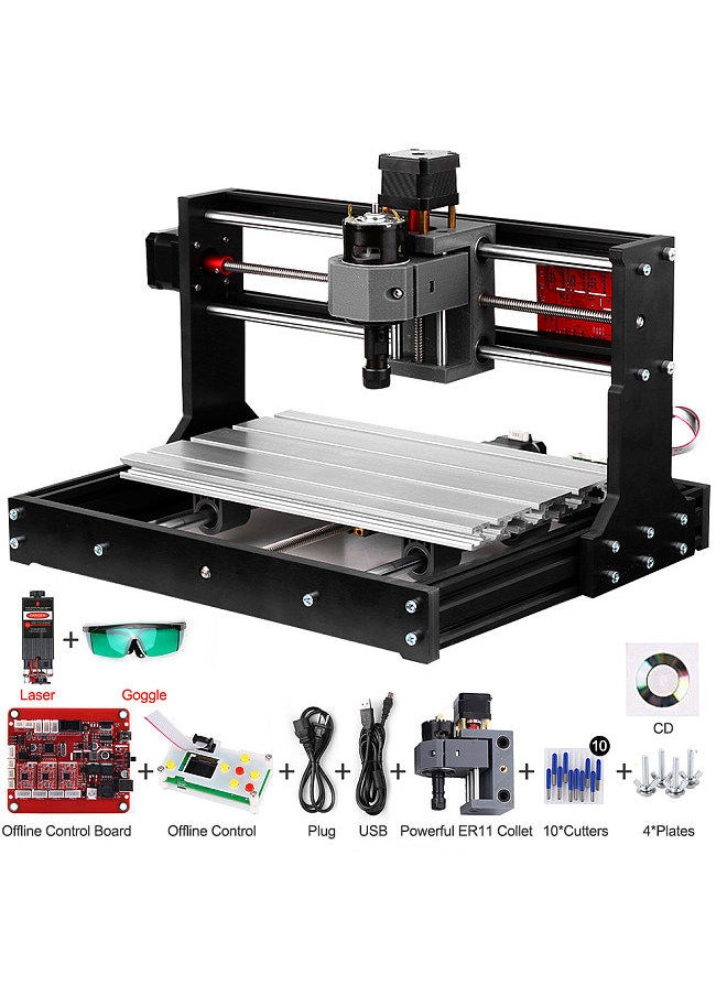 Generic - Upgrade Version CNC 30*18 PRO GRBL Control DIY Mini CNC Machine 3 Axis Pcb Milling Machine Wood Router Engraver with Offline Controller with ER11 and 5mm Extension Rod Working Area 300*180x40mm - Image 1