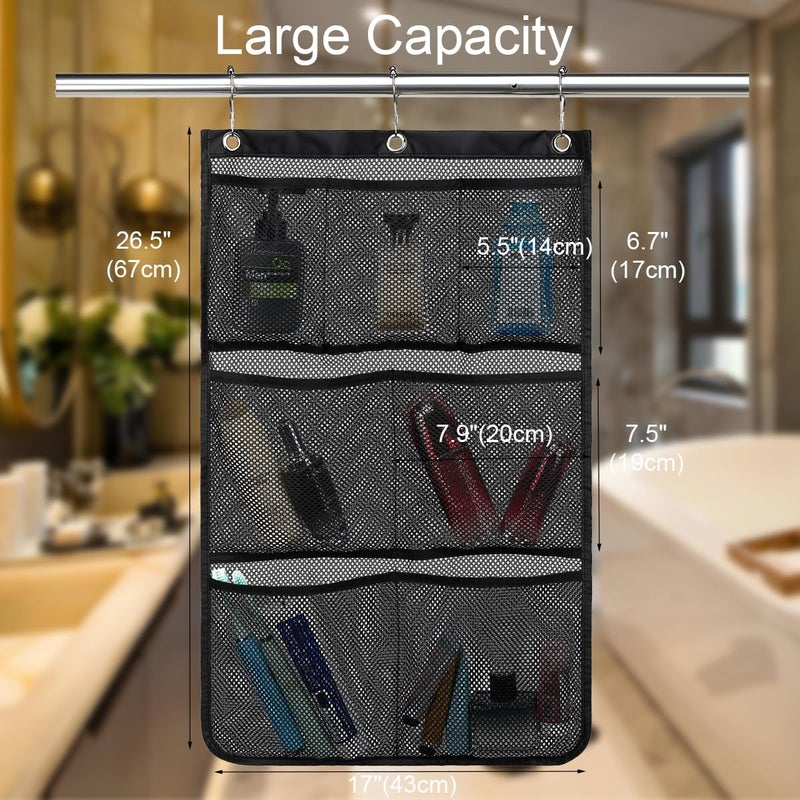 Gyeukham Hanging Mesh Shower Caddy For Bathroom - Quick Drying Portable Shower Organizer With Multiple Pockets For Soap Shampoo And Cruise Ship Essentials Saving Bathroom Storage Black 1 Pack - Image 2