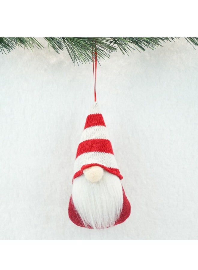 Beauenty Short legged snowman doll ornaments gift hanging red and white stripes