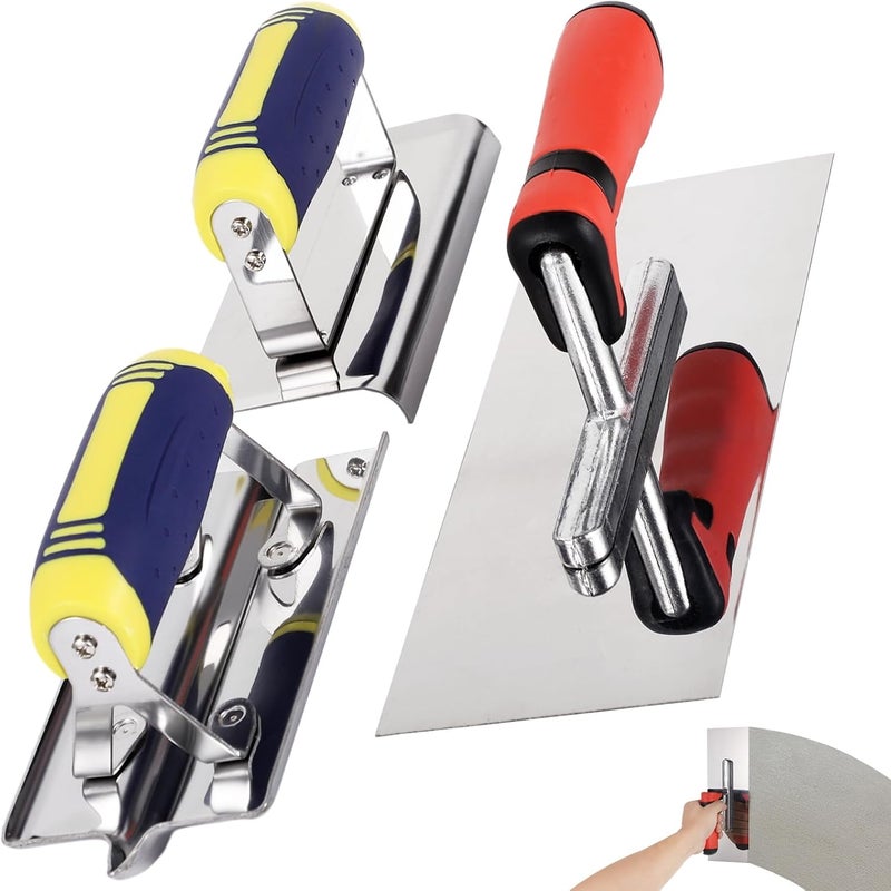 3-Piece Concrete Trowel Set, Flat Trowel, Groover & Edger with Non-Slip Handle for Masonry, Plaster, and Cement Work - Image 1