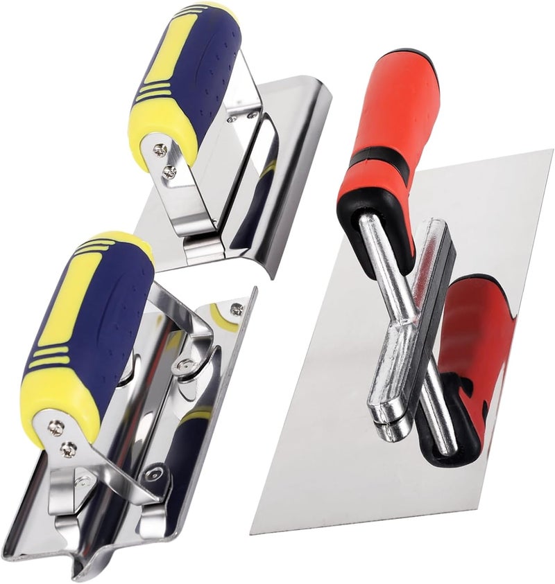3-Piece Concrete Trowel Set, Flat Trowel, Groover & Edger with Non-Slip Handle for Masonry, Plaster, and Cement Work - Image 4